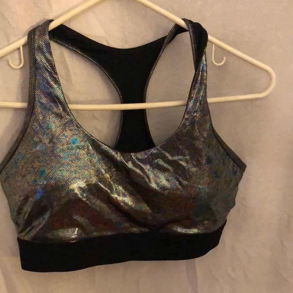 Zyia Sparkly Silver Sports Bra. NWT. Never Worn! Sz M